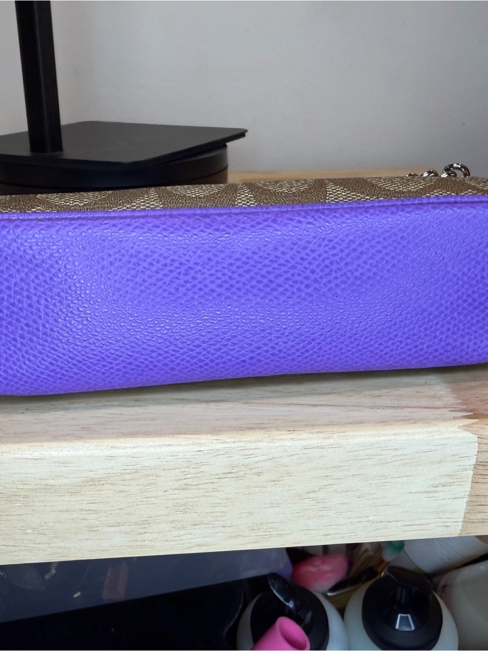 Coach Signature Canvas Wristlet in Purple Trim NWT - Picture 7 of 9